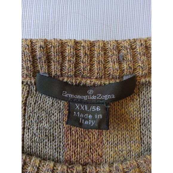 Ermenegildo Zegna Yellow Tight Knit Cotton Pullover Crewneck Sweater Men's XXL - Picture 4 of 12